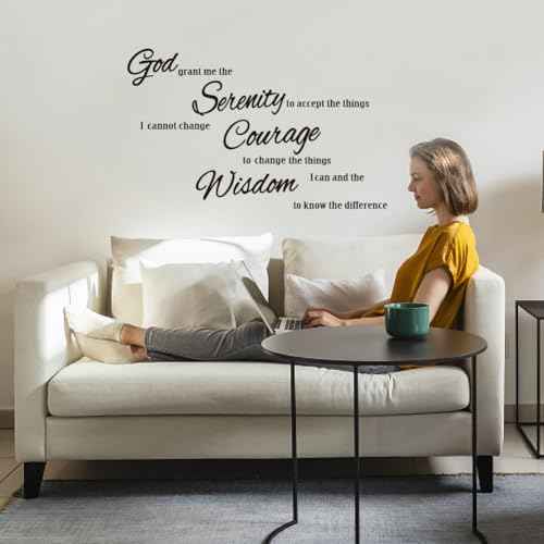SUPERDANT Bible Verse Wall Sticker Serenity Prayer Wall Decals Inspirational Quotes Peel and Stick Large Vinyl Art Decor for Home Living Room Bedroom TV Background Christian Decoration