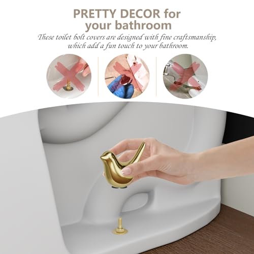 MENNTY Gold Bird Toilet Bolt Covers Set - Decorative Ceramic Bathroom Accessories