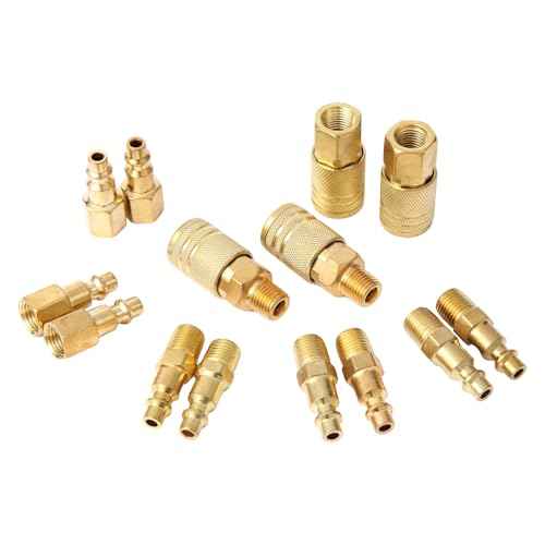 14 Pcs Brass Quick Connect Hose Fittings, Premium Air Hose Fittings, Coppering 1/4" Air Hose Fittings, Lightweight Air Compressor Quick Connect Fittings