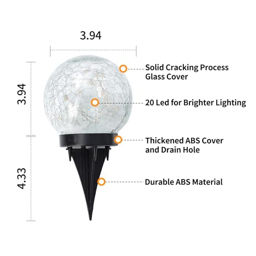 JKIMK Solar Globe Lights Outdoor Waterproof Garden Balls - Warm White, 2 Globes