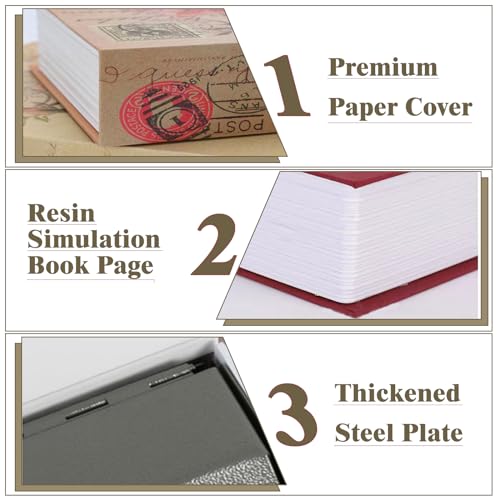 Decorative Book Safe with Combination Lock - Faux Book Hidden Safe, Rose / Code