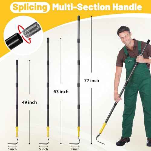 Garden Hoe Tool, 63 Inch L Shaped Hoe Garden Tools with Adjustable Long Handle for Weeding, Loosening Soil,Trenching, Heavy Duty Crack Crevice Weeding Hoe Hand Garden Tools for for Gardening Planting