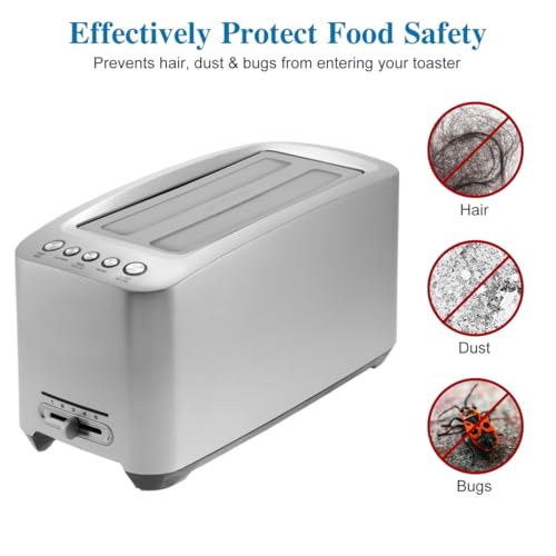 Cabilock Silicone Toaster Cover for Long Slot & Bread Maker - Grey, 27.4x10.4cm