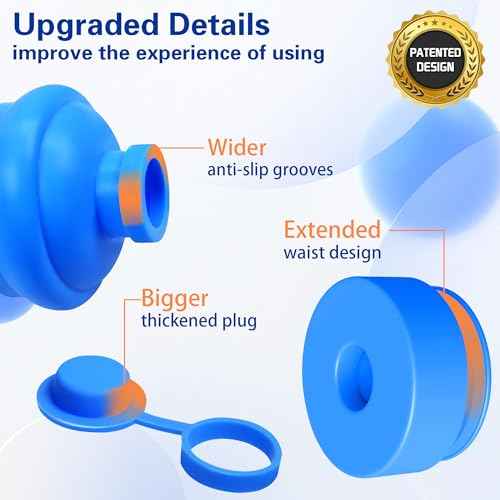 3 and 5 Gallon Water Jug Cap, Silicone Reusable Replacement Cap, Non Spill Bottle Caps for 55mm Bottle Water Dispenser Caps - Pack of 3