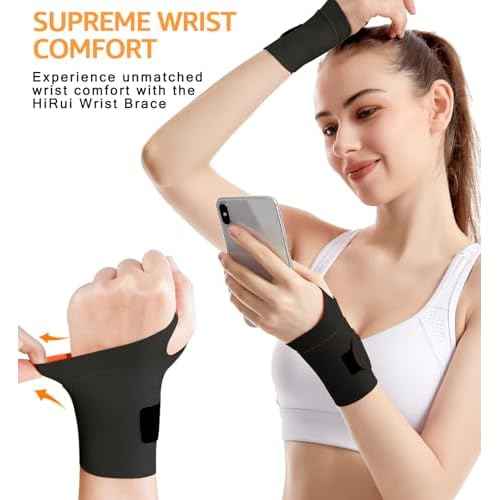 HiRui Ultra-Thin Elastic Wrist Brace Wrist Wraps, Compression Wrist Straps Support for Carpal Tunnel Arthritis Tendonitis Sprains Pain Relief Workout, Soft & Comfortable (Black (Pack of 1))