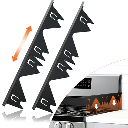 LIFFEE Stainless Steel Stove Gap Covers 2-Pack, Adjustable 13.8"-27.5", Black