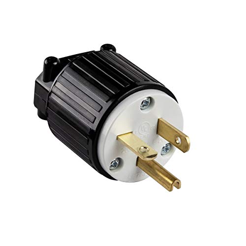 ENERLITES NEMA 6-20P 20A 250V Straight Blade Plug - Pack of 1, Black