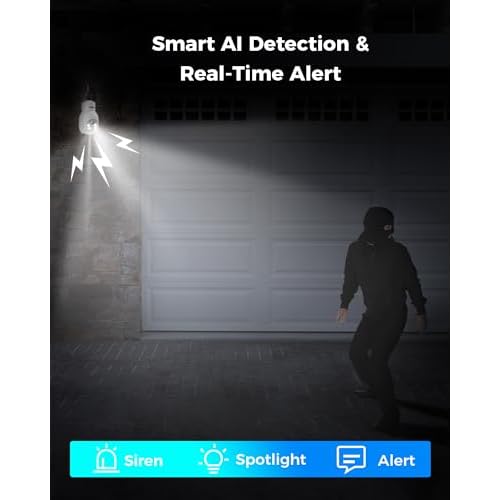 Hiseeu Light Bulb Security Camera Wireless WiFi 5G&2.4GHz,10X Zoom PTZ Light Socket Security Camera Waterproof, 2-Way-Audio, Auto Tracking, 3MP Color Night Vision, SD&Cloud Storage (Dual Lens)