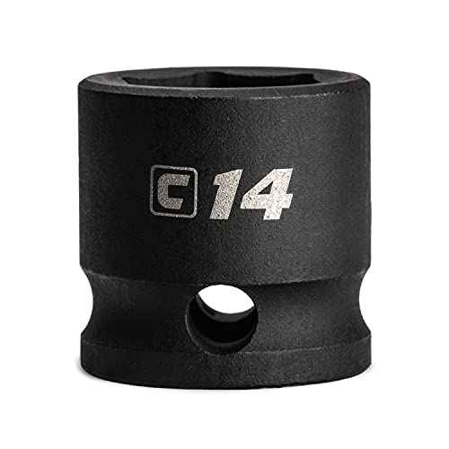 Capri Tools 14 mm Stubby Impact Socket, 3/8 in. Drive, 6 Point, Metric