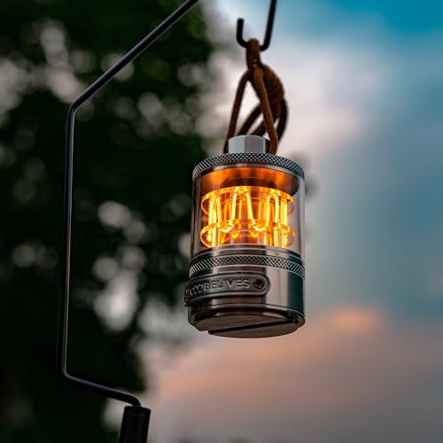 Vintage Aluminum Camping Lantern - Dimmable Warm Light, Waterproof, 72H Runtime, Handcrafted for Hiking & Glamping | Nature Edition