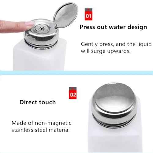 2 Pcs Liquid Push Alcohol Dispenser Solder Flux Bottle Cleaner Push Down Pump Dispenser for Acetone Cleanser Polish Remover, 200ml