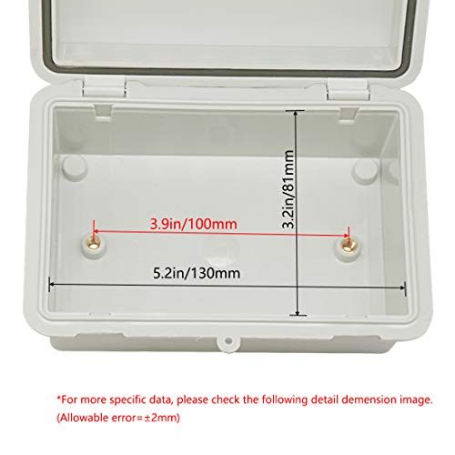 Zulkit 5.9 x 3.9 x 2.8 Inch Waterproof ABS Electrical Box with Hinged Cover, 2 Cable Glands