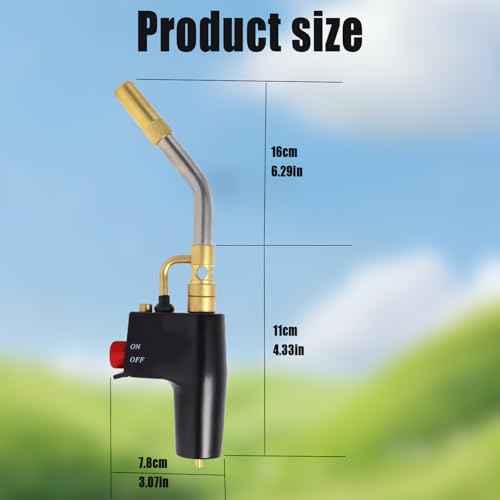 TS4000 Trigger-Start Torch Head,MAPP/Propane Gas Torch Kit with Push Button Start - Angled Burner Handheld Torch for Light Welding, Soldering, Brazing, Heating, Thawing and More