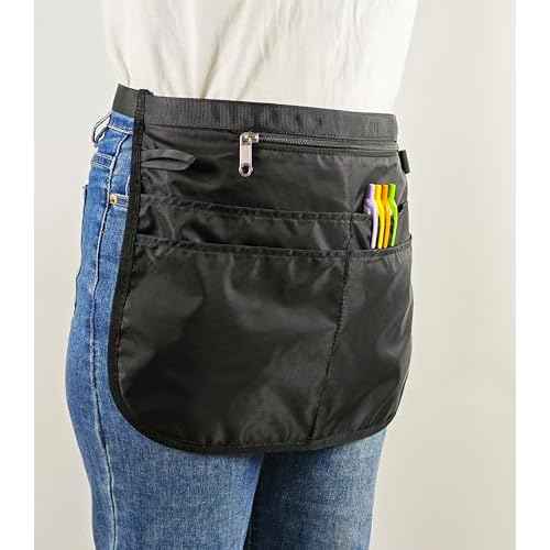 Waterproof Server Apron for Women with 5 Pockets,Quickly Put on and Take off Waitress Aprons,Work Apron for Bartender Barista
