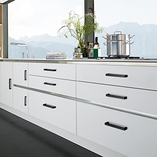 NISUOIEN 5 Inch Matte Black Cabinet Handles 30 Pack, Square Drawer Pulls