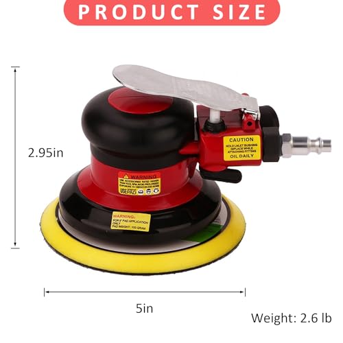 Gedu 5 Inch Red Dual Action Random Orbital Palm Sander, Low Vibration, Heavy Duty