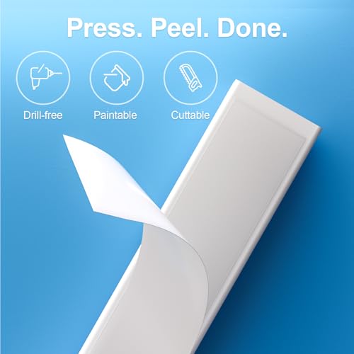 Yecaye Wall-Mounted TV Cord Cover, 42in White Cable Hider with Easy Installation