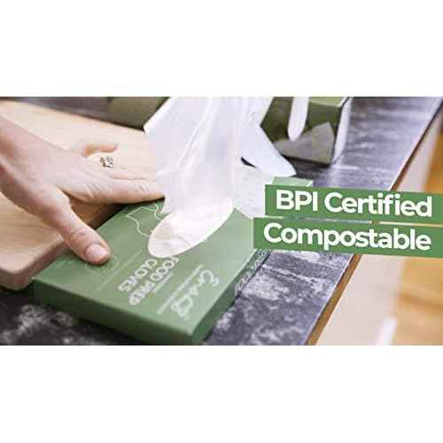 100% Compostable Gloves Disposable Latex Free [One Size Fit Most, 100CT] Food Service Disposable Gloves, Food Prep Cooking Gloves, Eco-Friendly, by Earth's Natural Alternative,Off-white