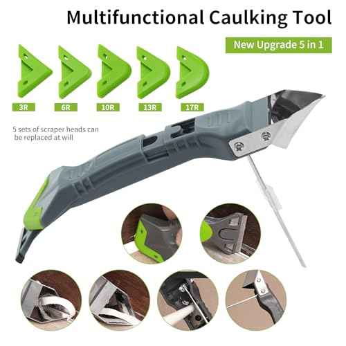 Caulking Tools, 5 in 1 Silicone Caulking Tool Kit, Sealant Finishing Tool, Sealant Finishing Tool & Grout Removal Tool with Adhesive Residue Scraper for Kitchen Bathroom Window, Sink Joint