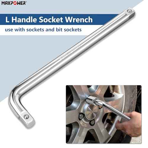 MAXPOWER 1/2" drive Breaker Bar, 10 inch Double-end L Handle Socket Wrench