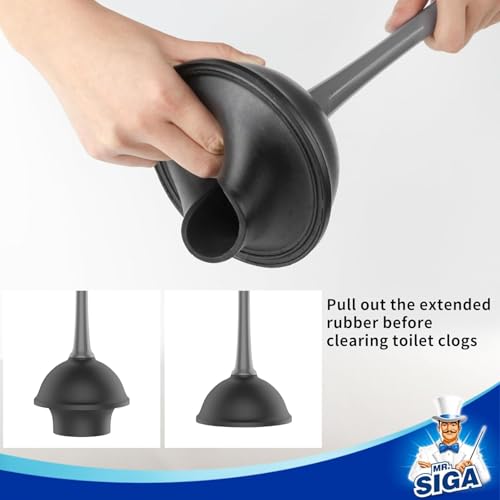 MR.SIGA Toilet Plunger & Brush Set 6.3 x 8.2 x 18.1 Inch Gray - 2 Pack, Space-Saving Bathroom Cleaning Kit
