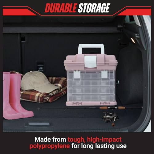 Stalwart Pink Portable Tool Box with 4 Drawers – Multiuse Organizer