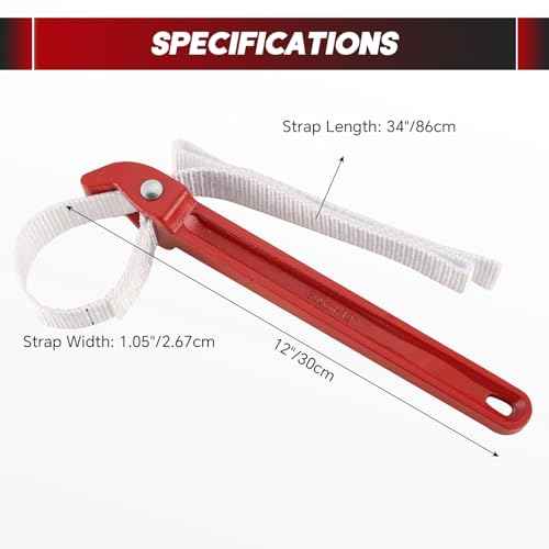 12 Inch Pipe Strap Wrench | Adjustable Nylon Strap Wrench Oil Filter Strap Opener Wrench Belt Repairing Wrench for Auto Oil Filter Element