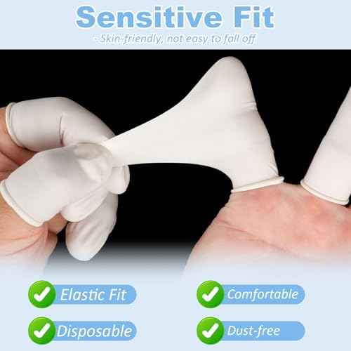 Finger Cots Disposable, Medium Finger Protectors Thumb Gloves, Natural Latex Sleeves Covers Protection for Fingertips, Electronic Repair, Handmade (Approx.390 PCS)