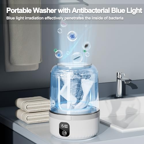 White Portable Mini Underwear Washing Machine 1.5L Rechargeable for Travel & Home
