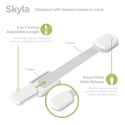 Skyla Homes White Cabinet Strap Locks 8 Pack Child Safety Locks for Baby Proofing