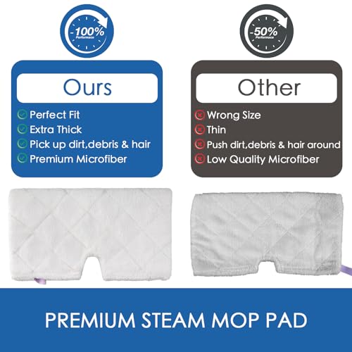 MXZONE 4-Pack Short Plush Steam Mop Replacement Pads for Shark S3501/S3601, 12.5 x 7 in