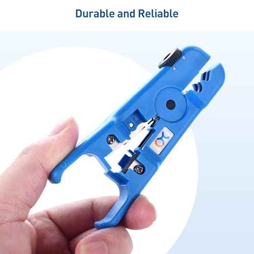 Cable Matters 2-Pack Wire Strippers/Cable Stripper in Blue, 8-16 AWG, Max 0.3 Inches/7.6mm OD Support, Adjustable Blade, Precision Cable Stripper Tool for Large Wires, Includes Cutter for Clean Cuts