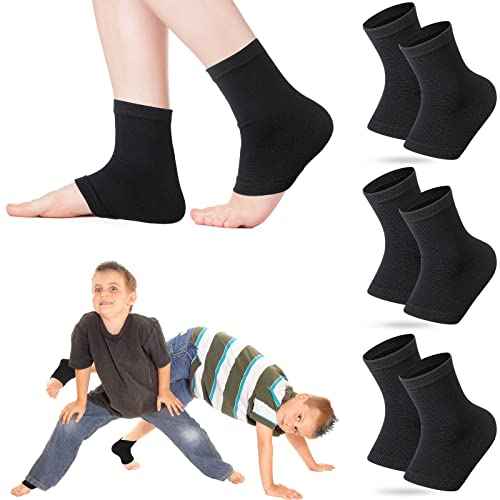 Tarpop 3 Pair Ankle Compression Sleeves for Kids Ankle Brace Compression Sleeves Foot Arch Sock for Girls Sports Running Dance Fitness Gymnastics(Black,Medium)