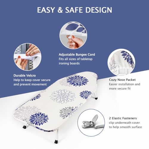 Dahlia 12.5"x32" Mini Ironing Board Cover and Pad (Fits 30"-32" Boards) - SheeChung