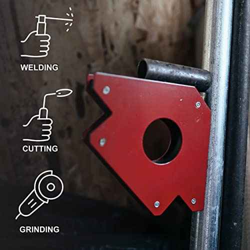 ABN Arrow Welding Magnet Fabrication Holder Set - 6pk 25lb, 50lb, and 75lb Positioning Square Welding Table Magnet Clamps for 45, 90, 135 Degree Angles