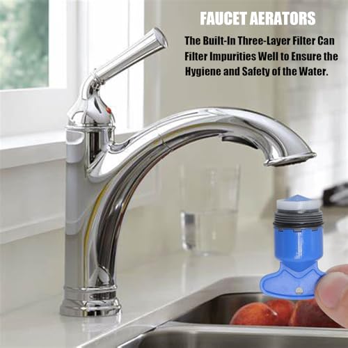 BOETOADG 4-Pack M16.5 Faucet Aerator Replacement with Key - Kitchen & Bathroom Sink Filter, 1.2GPM