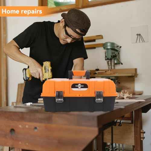 16.5-Inch Tool Box Organizer 3-Layer Multiplication Plastic Storage Toolbox with Portable Handle Perfect for Home Office Car Trunk Fishing