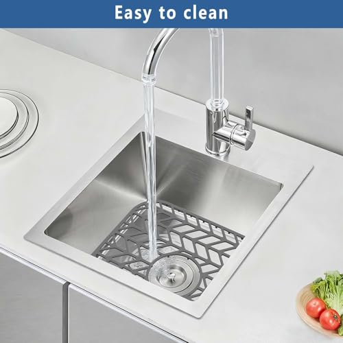 AWOKE Silicone Sink Protectors 12.25 x 11.5 Inch 2-Pack for Kitchen Sink with Center Drain Hole, Anti-Slip, Dishwasher Safe, Gray