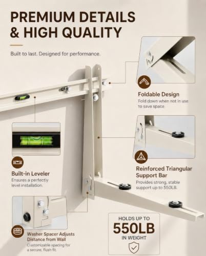 Heavy Duty Mini Split Wall Mount Bracket for 9000–36000 BTU AC, 550 lb Capacity