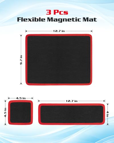 3 Pcs Flexible Magnetic Tool Mats Set – 40LB Ultra-Strong Grip, PVC, Anti-Slip