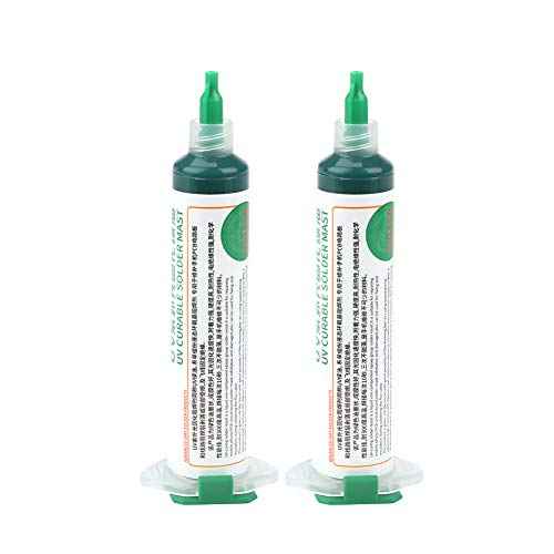 Kadimendium 2Pcs Light Curing Solder Mask Ink Green BGA PCB Repair Paint Solder Solder Resist Ink Chip Paint Shedding Tool Solder Kit