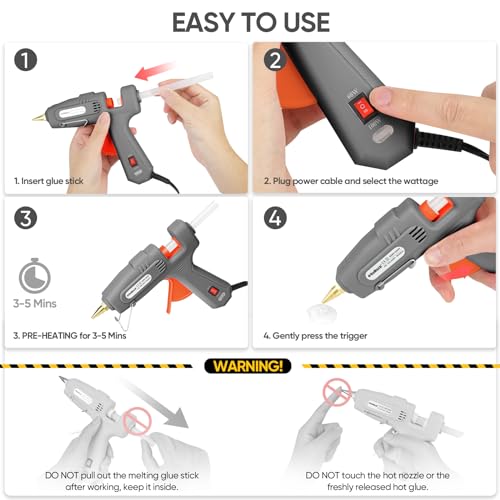 ROMECH Gray Dual Temp Hot Glue Gun & Sticks Set - Full Size with Case