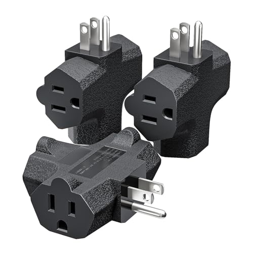 K KASONIC Black 3-Outlet Grounding Power Adapter Heavy Duty Plug Extender