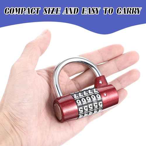 4 Pcs 5 Letter Combination Lock Heavy Duty Gym Locker 5 Digit Word Locker Keyless Resettable Metal Lock for College Gym Toolbox Hasp Cabinet (Number)
