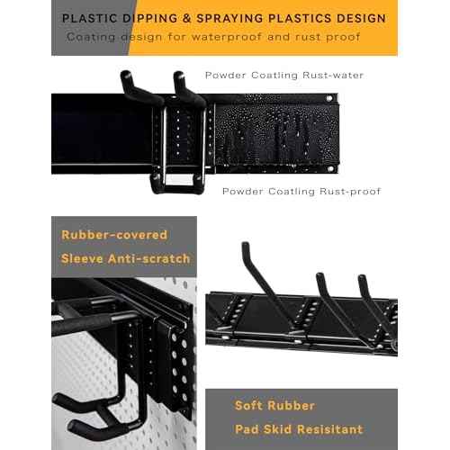 Wall Mount Garden Tool Organizer - 48 Inch Max Load 539lbs, Garage Storage with 7 Heavy Duty Hooks and 4 Cable Ties, Power Tool Organizer Rack