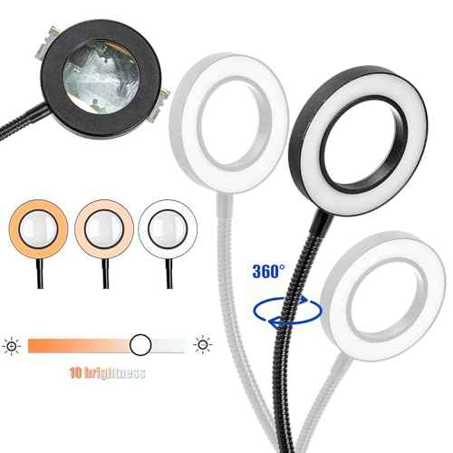 WUWEOT Helping Hands Soldering Clamp Station, 6X LED Magnifying Lamp, Moveable 4 Magnetic PCB Holder, Flexible Metal Arms, Non-slip Weighted Base, Third Hand Tool for Electronic Repair Crafts Jewelry