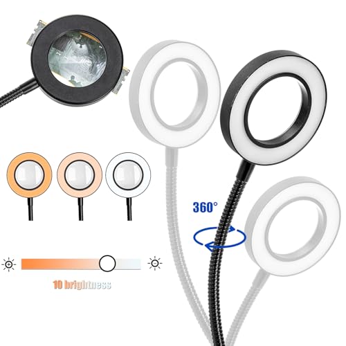 WUWEOT Helping Hands Soldering Clamp Station, 6X LED Magnifying Lamp, Moveable 4 Magnetic PCB Holder, Flexible Metal Arms, Non-slip Weighted Base, Third Hand Tool for Electronic Repair Crafts Jewelry