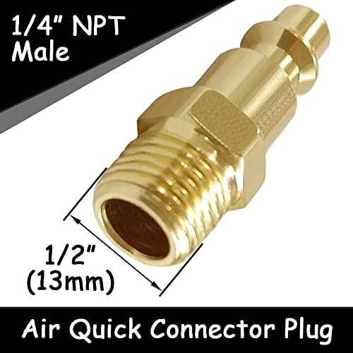 10PCS 1/4 Inch NPT Male & Female Industrial Air Hose Quick Connect Plug Brass Finish Air Compressor Pneumatic Coupler Fitting Adapter