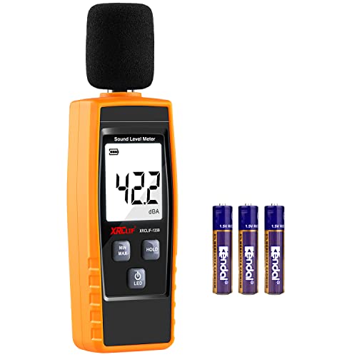 XRCLIF Handheld Decibel Meter 30-130dB(A) with Backlight Alarm, Data Hold