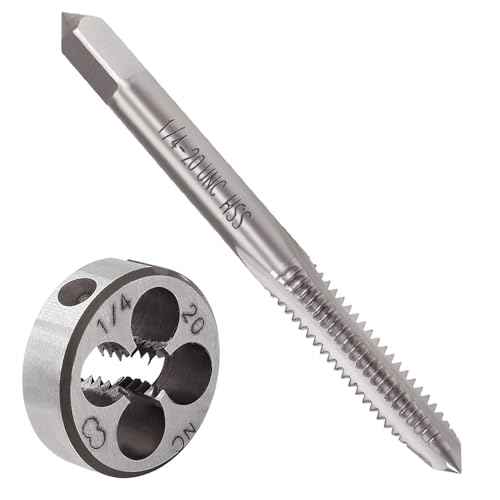 2pcs 1/4"-20 UNC Tap and Die Set, 1/4 x 20 UNC HSS Threading Tap Die Set, Straight Flute Machine Tap Alloy Tool Steel Round Thread Die Right Hand, Screw Tapping Threading Tool